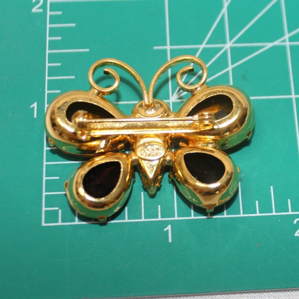 Joan Rivers Vintage Rhinestone Brooch Pin Butterfly - Picture 5 of 11